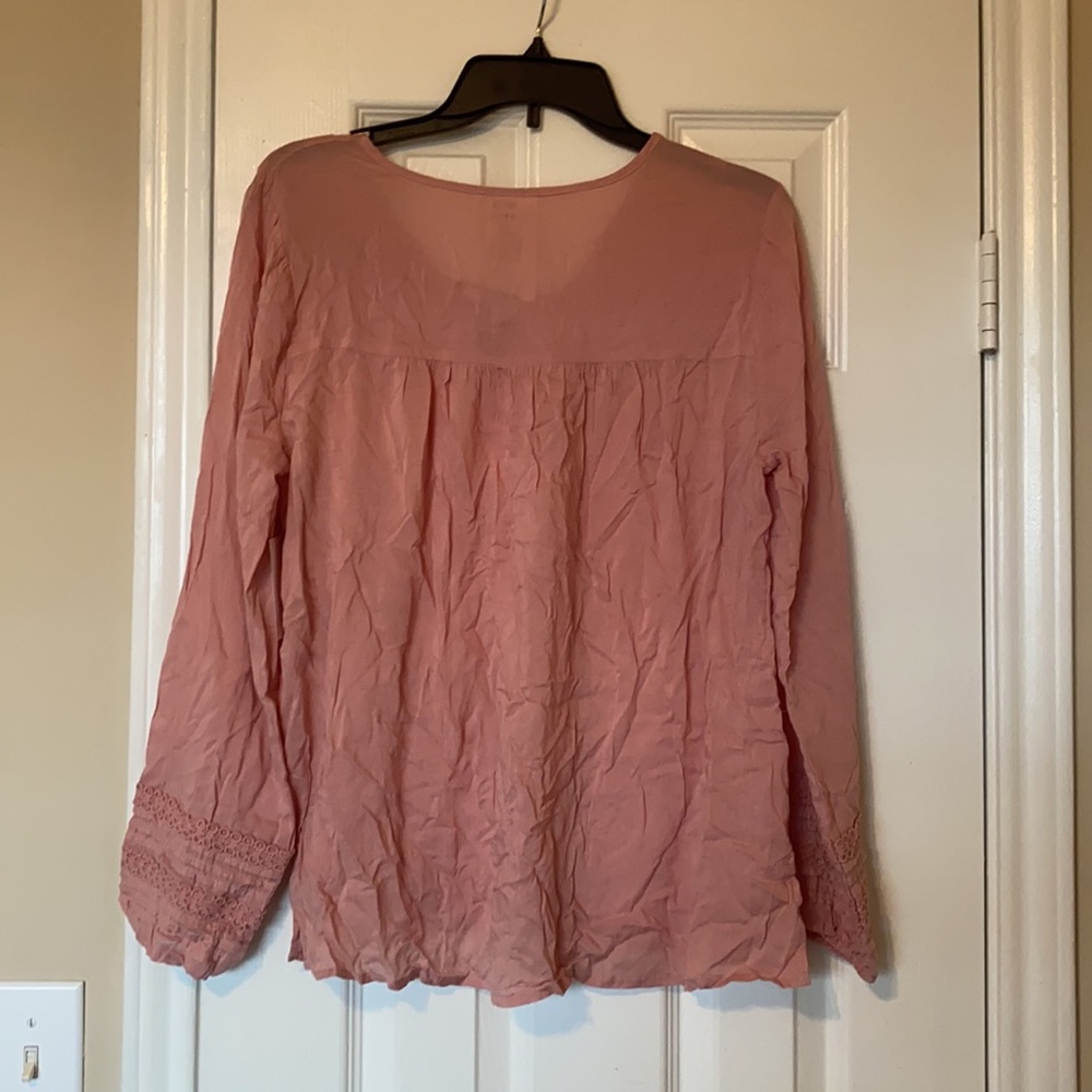 FORGOTTEN GRACE LACE UP PINTUCK BLOUSE - Picture 3 of 4